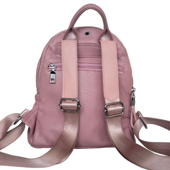 VASCHY Faux Leather Mini Backpack, Lots of Pockets- Pink - Picture 7 of 13
